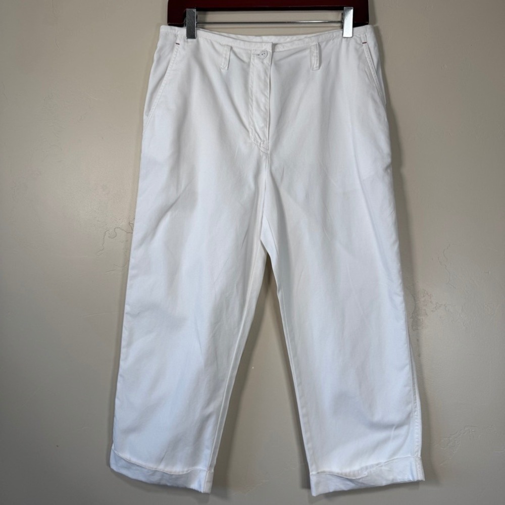 Y2K Ralph Lauren Capri Pants Women 6 White Cropped‎ Cotton Coastal Quiet Luxury